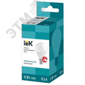 Лампа IEK LED3 3W E14 4000K шар 