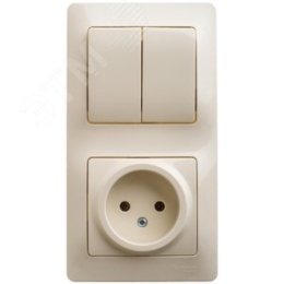 Блок GLOSSA GSL000272 розетка + 2кл выключатель бежевый