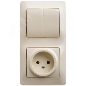 Блок GLOSSA GSL000272 розетка + 2кл выключатель бежевый