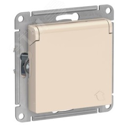 Розетка AtlasDesign ATN000246 c/з штор., с крышкой, механизм бежевая