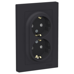 Розетка BLANCA BLNRS001026 2-я с/з, антрацит, встройка