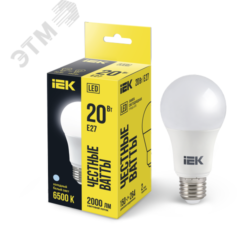 Лампа IEK LED20 A60-20W/6500/E27 