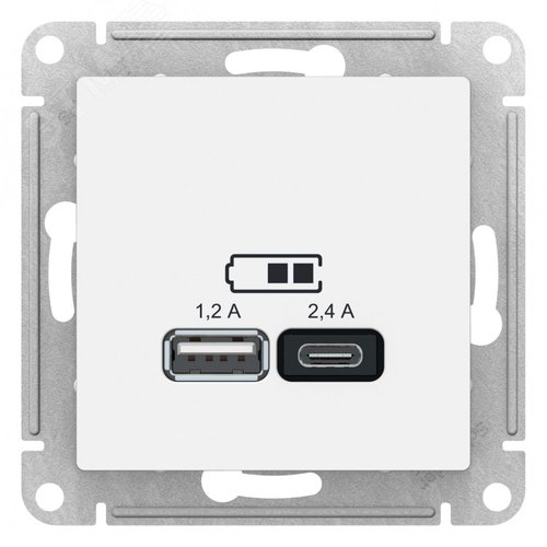 Розетка AtlasDesign ATN000139 USB, белый, механизм