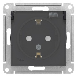 Розетка AtlasDesign ATN441046 с/з и крышкой, карбон, механизм IP44