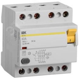 УЗО 63А 4Р 30мА IEK