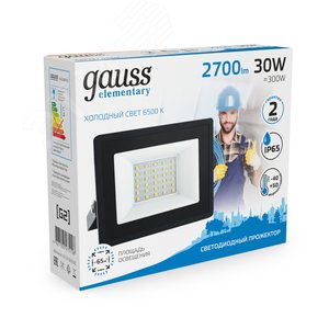 Прожектор GAUSS 613100330 30Вт 220-240В 6500k IP65 