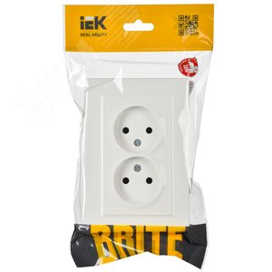 Розетка IEK BRITE 2-ная б/з белый