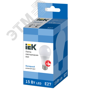 Лампа IEK LED15 A60 15W 4000K E27