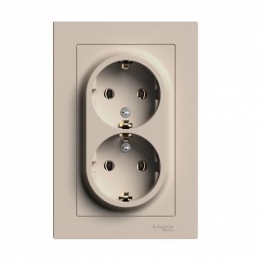 Розетка AtlasDesign ATN001224 2ая с/з песочный, механизм