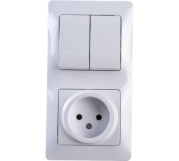 Блок GLOSSA GSL000172 розетка + 2кл выключатель белый