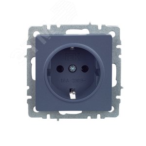 Розетка IEK BRITE 1-ная c/з маренго