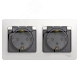 Розетка GLOSSA GSL000147 2-ая с/з с штор., IP44 белый