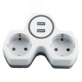 Тройник FERON на 2выхода+ USB*2-2.4A