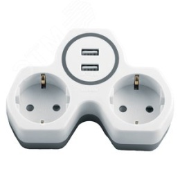 Тройник FERON на 2выхода+ USB*2-2.4A