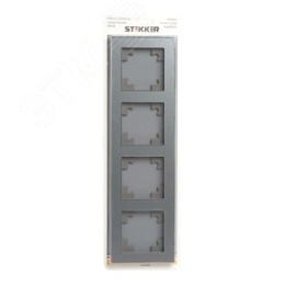 Рамка STEKKER GFR00-7004-03 4-я серебро, серия КАТРИН