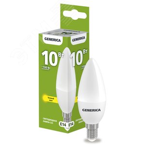 Лампа GENERICA LED10 10W E14 3000K свеча матовая
