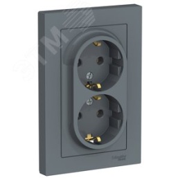 Розетка AtlasDesign ATN000724 2-я с/з 16А грифель