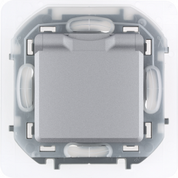 Розетка INSPIRIA 673742 2К+З IP44 с откидной крышкой 16А алюминий