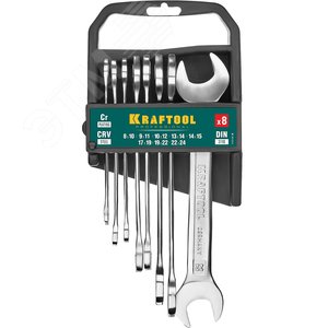 Набор рожковых гаечных ключей KRAFTOOL 27033-H8C 8-24mm