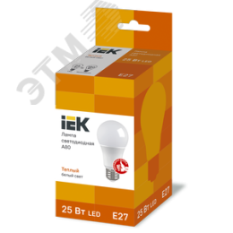 Лампа IEK LED25 Е27 25W A80 3000K 220V