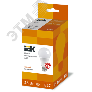 Лампа IEK LED25 Е27 25W A80 3000K 220V