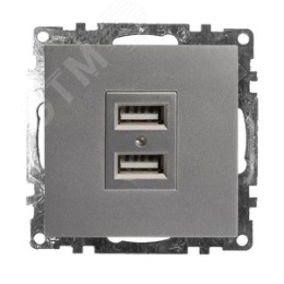 Розетка USB STEKKER GLS10-7115-03 2-местная серебро (механизм) серия КАТРИН
