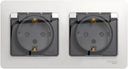 Розетка GLOSSA GSL000147 2-ая с/з с штор., IP44 белый