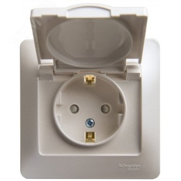 Розетка GLOSSA GSL000646 c/з штор., с крышкой, механизм перламутр