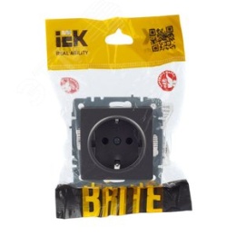 Розетка IEK BRITE 1-ная c/з сталь