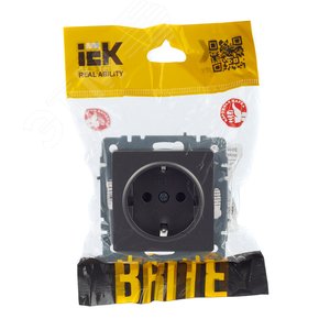 Розетка IEK BRITE 1-ная c/з сталь