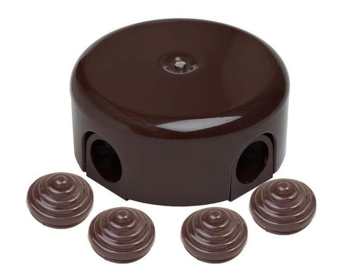 Коробка BIRONI B1-521-22-k распред.пластик d=78мм коричневый (ретро)