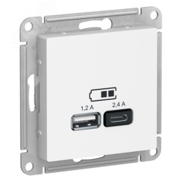 Розетка AtlasDesign ATN000139 USB, белый, механизм