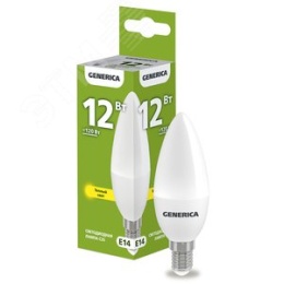 Лампа GENERICA LED12 12W E14 3000K свеча матовая