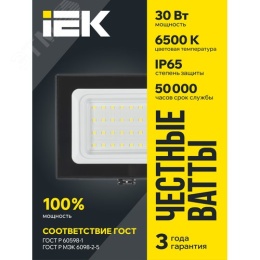 Прожектор IEK СДО06-30 30W 6500k 