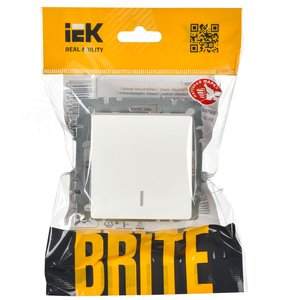 Выключатель IEK BRITE 1кл с подсв. белый