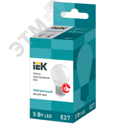 Лампа IEK LED5 5W E27 4000K шар матовый