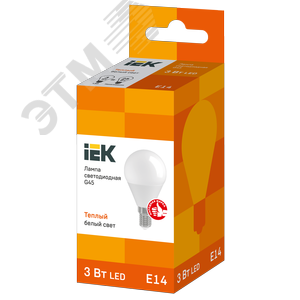 Лампа IEK LED3 3W E14 3000K шар 
