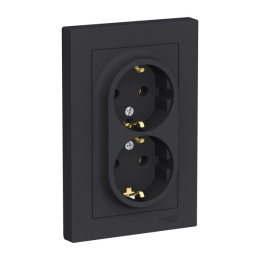 Розетка AtlasDesign ATN001024 2ая с/з карбон, механизм