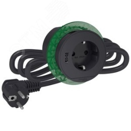 БЛОК РОЗЕТОЧНЫЙ (2К+З)+USB тип А АНТРАЦИТ