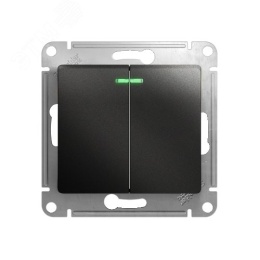Выключатель GLOSSA GSL000753 2кл, с подс., механизм, антрацит