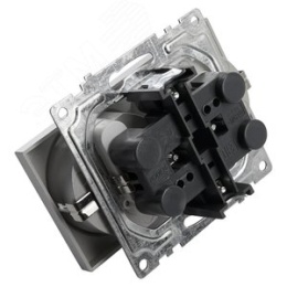Розетка 2-местная с/з STEKKER GLS16-7114-03 серебро, (механизм) серия КАТРИН