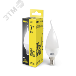 Лампа IEK LED7 C37 07W 4000K E14 свеча на ветру