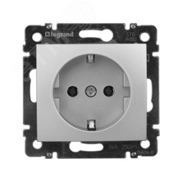 Legrand Valena 770120 Розетка 1ая с/з нем.стд. алюм.