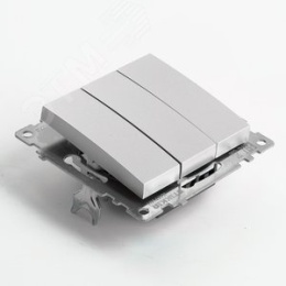 Выключатель STEKKER GLS10-7108-03, 3кл серебро, (механизм) серия КАТРИН