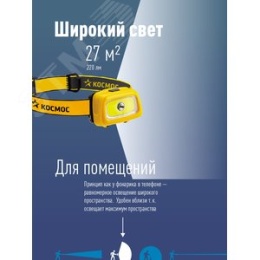 Фонарь Космос KOC-H3WDS-COB налобный 3вт+3вт