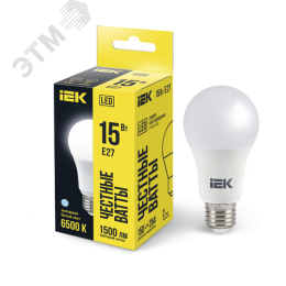 Лампа IEK LED15 A60 15W 6500K E27