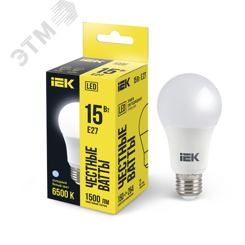 Лампа IEK LED15 A60 15W 6500K E27