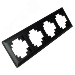 Рамка STEKKER PFR00-7004-05 4-я черная пластик, серия КАТРИН