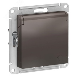 Розетка AtlasDesign ATN000646 с/з с крышкой мокко