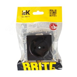 Розетка IEK BRITE 1-ная б/з черный